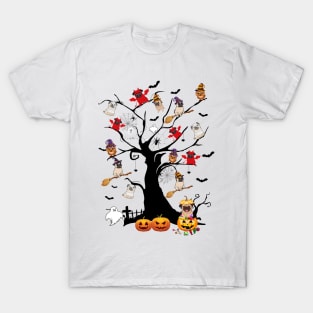 Pug Halloween Tree Pumpkin Gift T-Shirt